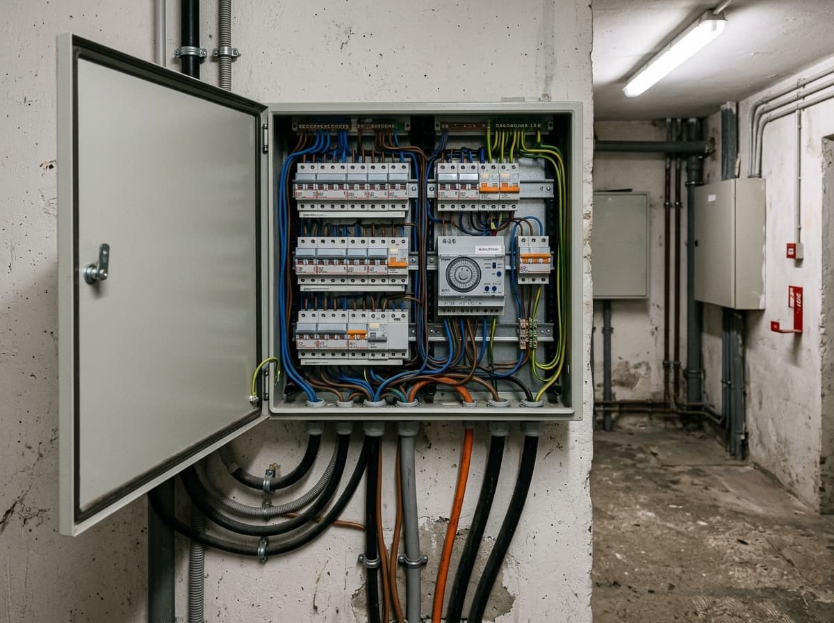 Coffret électrique de parties communes dans un local technique d’immeuble